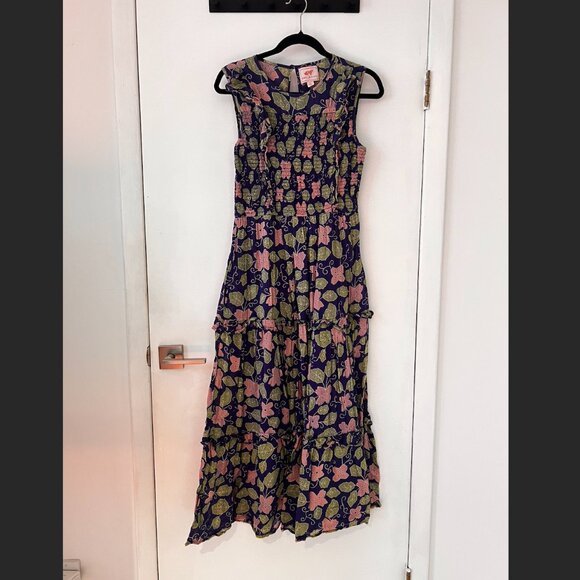 Banjanan Cotton Print Midi Dress with Ruching - Picture 6 of 6